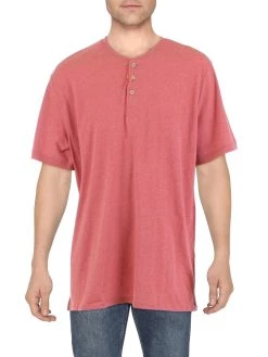 Weatherproof Vintage Mens Short Sleeve Heathered Henley Shirt