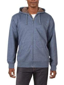 Weatherproof Vintage Mens Faux Fur Comfy Zip-Front Hoodie