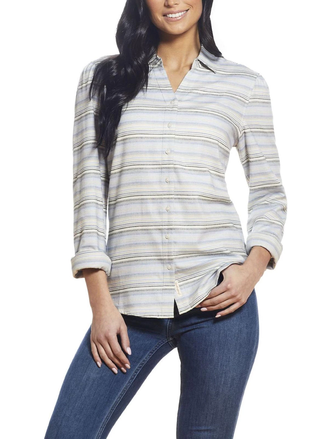 Weatherproof Vintage Womens Striped Flannel Button-Down Top 6 Weatherproof Vintage Womens Striped Flannel Button-Down Top - Image 4