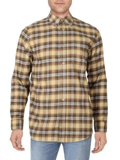 Weatherproof Vintage Mens Flannel Plaid Button-Down Shirt